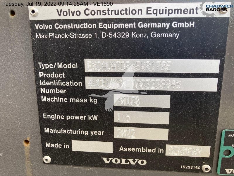 2022 VOLVO EWR170E VE1690