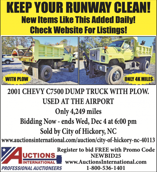 2001 CHEVY C7500 DUMP TRUCK WITH PLOW.