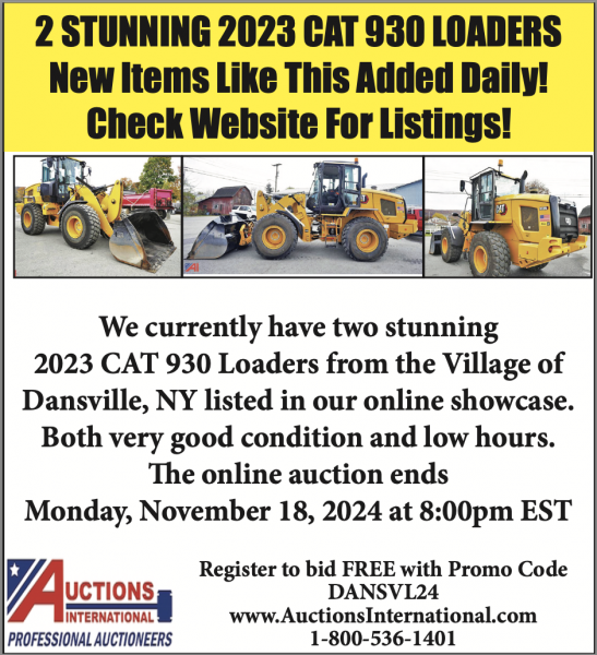 2023 CAT 930 Loaders from the Village of Dansville, Monday, November 18, 2024 at 8:00pm